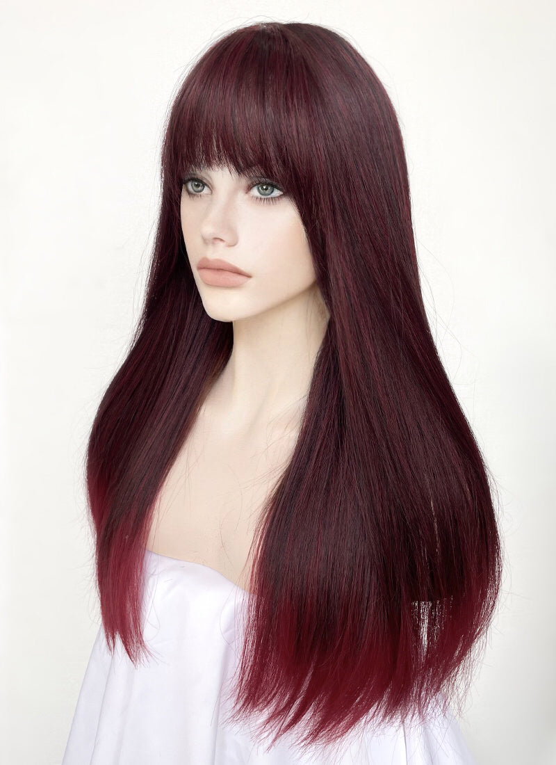 Black Mixed Red Straight Synthetic Hair Wig NS476