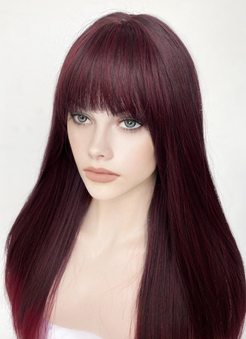 Black Mixed Red Straight Synthetic Hair Wig NS476