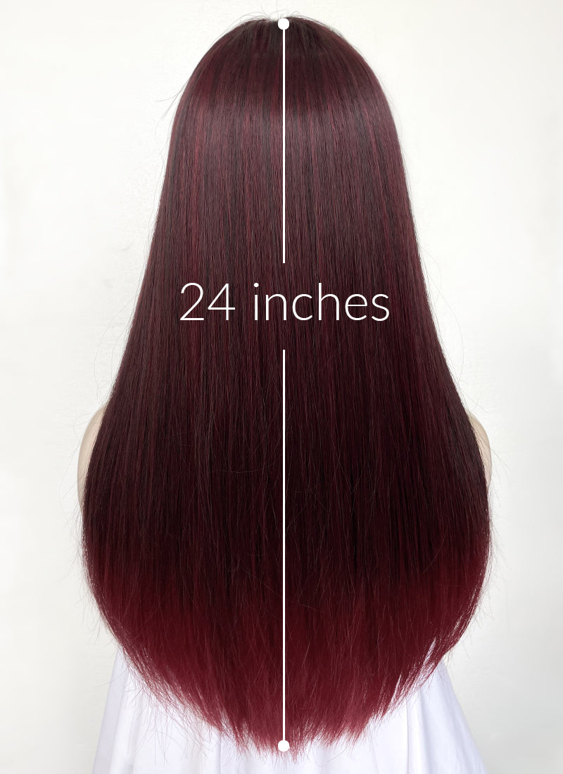 Black Mixed Red Straight Synthetic Hair Wig NS476