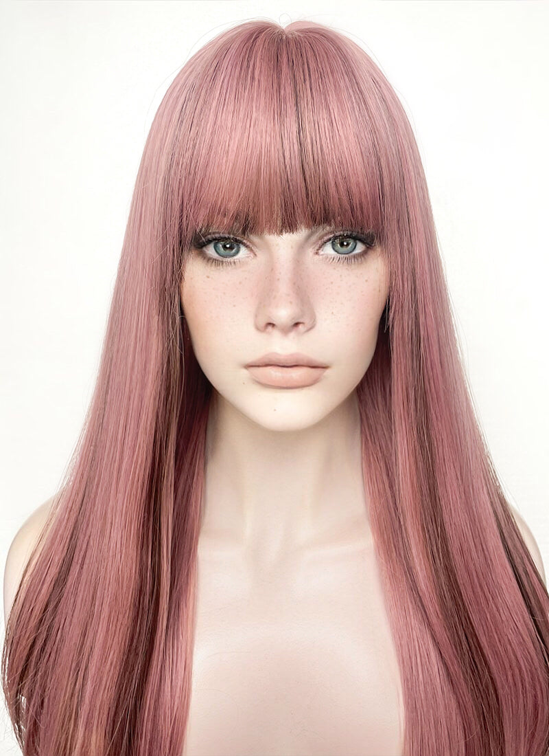 Pink Mixed Brown Straight Synthetic Hair Wig NS482