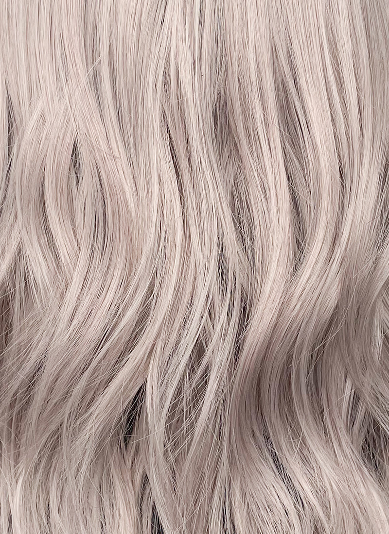 Ash Pinkish Blonde Mixed Black Wavy Synthetic Hair Wig NS483