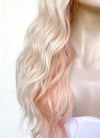 Blonde Mixed Pink With Dark Roots Wavy Synthetic Hair Wig NS486