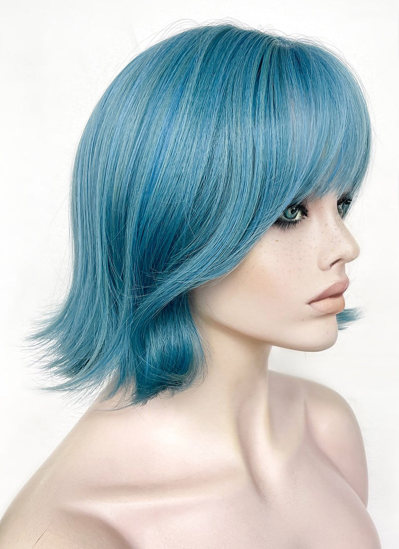 Blue Mixed Green Wavy Synthetic Hair Wig NS488