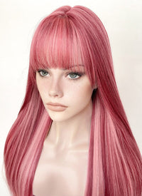 Red With Pink Highlights Straight Synthetic Hair Wig NS507