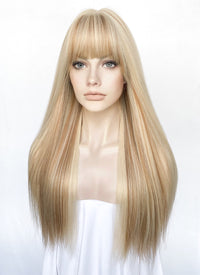 Blonde Mixed Brown Straight Synthetic Hair Wig NS520