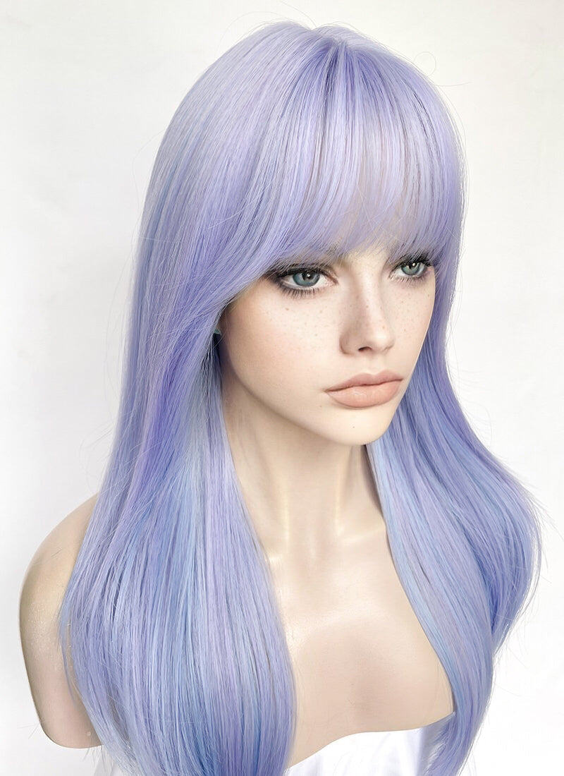 Pastel Purple Mixed Blue Straight Synthetic Hair Wig NS529