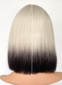 Light Ash Blonde Black Ombre Straight Bob Synthetic Hair Wig NS533