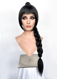 Baldur's Gate 3 Shadowheart Black Straight Synthetic Hair Wig With Ponytail Extension TB1662